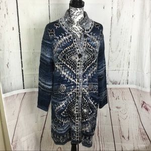 J. Jill Long Blue Sweater Cardigan M